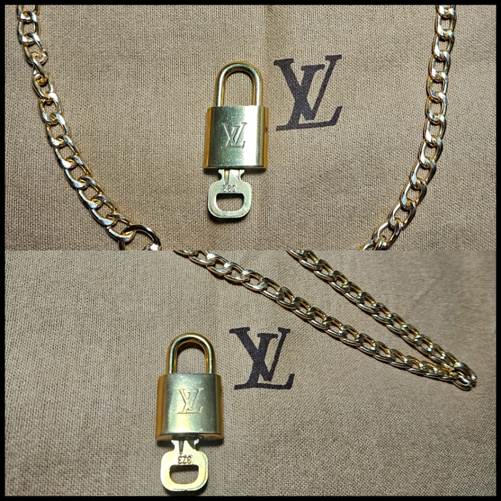 2 Authentic Louis Vuitton Lock & Keys #322 & #323 (Plus 2 unbranded chains)